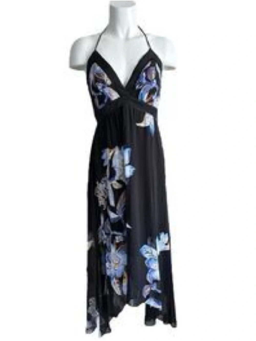 WHITE HOUSE BLACK MARKET women’s Floral High Low Like New Halter Dress Size 4P - Picture 9 of 9
